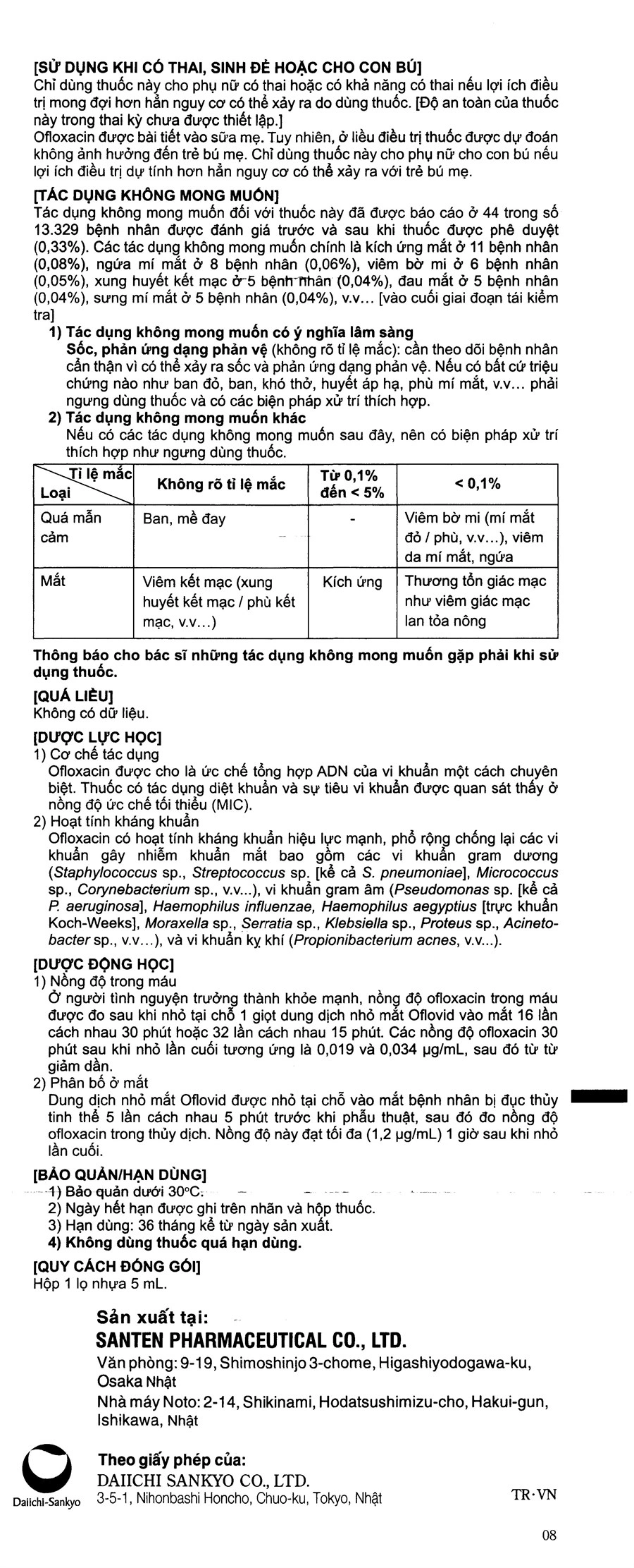 Dung dịch nhỏ mắt Oflovid 0.3% trị nhiễm khuẩn mắt chai 5ml - 5
